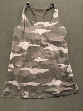 Athleta Womens Gray Camo Racerback Tank Top built in bra